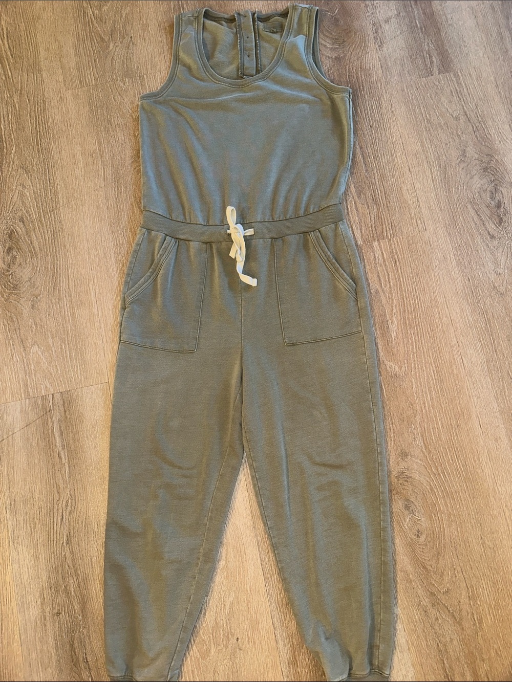 Green thread and supply jogger jumpsuit
